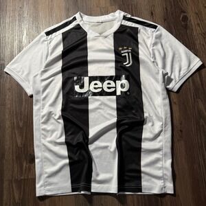 Juventus‎ Soccer Jersey Black White Striped Jeep Italy Men's Medium